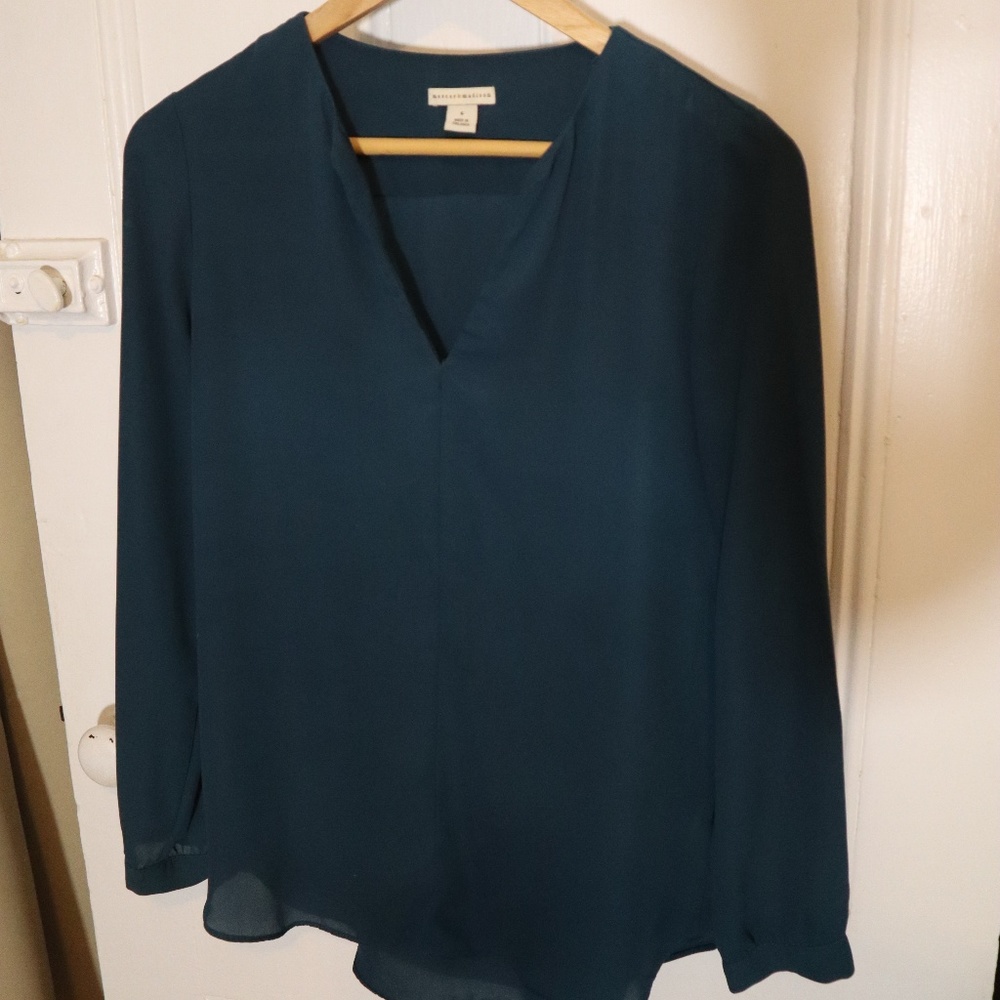 Mercer & Madison Flowy Teal Top | S